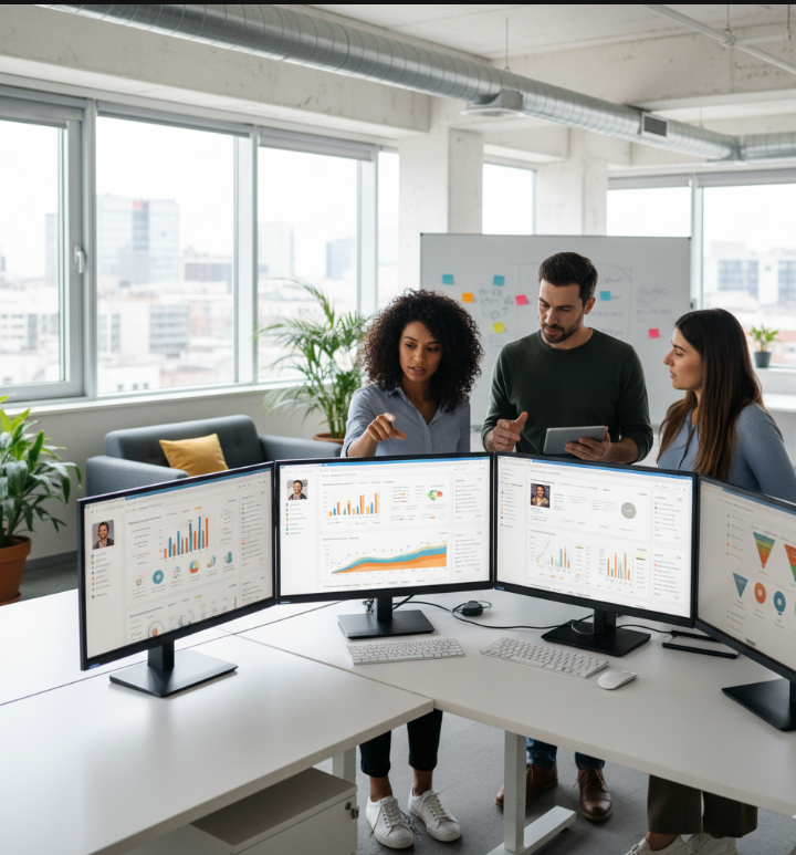 Digital marketing agency team working on campaigns and analytics