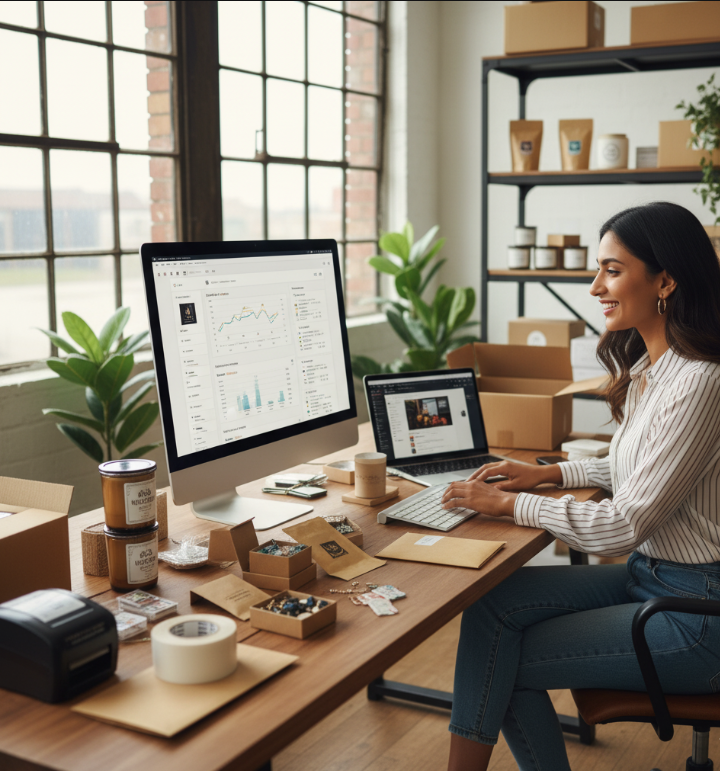 E-commerce store dashboard showing products, orders, and analytics
